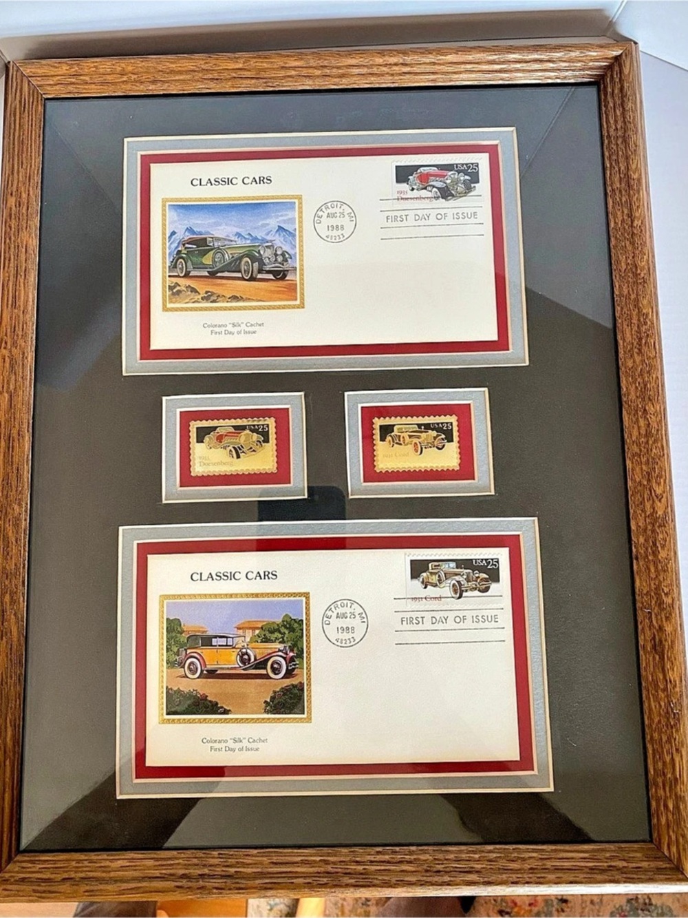 Colorano Classic Cars Colorado Silk Cachet First Day of Issue Framed Stamp Art